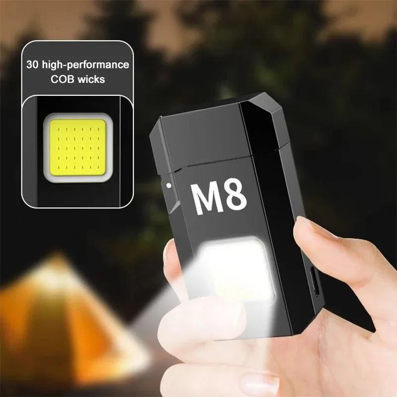 3PCS EDC Keychain Flashlight COB Portable Work Light USB Rechargeable Outdoor Camping Fishing Pocket Lamps with Heating Wire