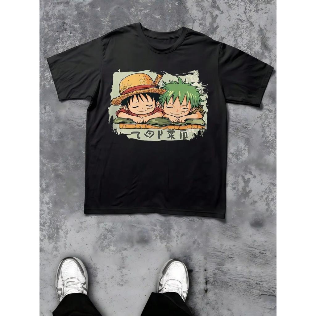 One Piece Trend Explosion New Hot Zoro Luffy Anime Graphic Tshirt Men Summer Oversized Cotton Tee Loose Casual Y2k Top