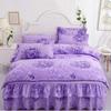 Printing Bed Skirt Ruffled Bedskirt Cover Bedroom BedCover BedSkirt Non-slip Mattress Cover Bedsheet/Bedspread with 2 Pillowcase
