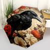 1pc Elegant Raven with Flowers Automatic Opening Folding Umbrella, Outdoor, Perfect Gift for Fans, Travelers, Everyday Use.R032