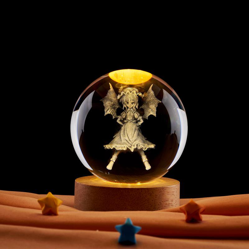 Cartoon Crystal Ball 3D Carved LED Night Light - Custom Creative Gift for Women