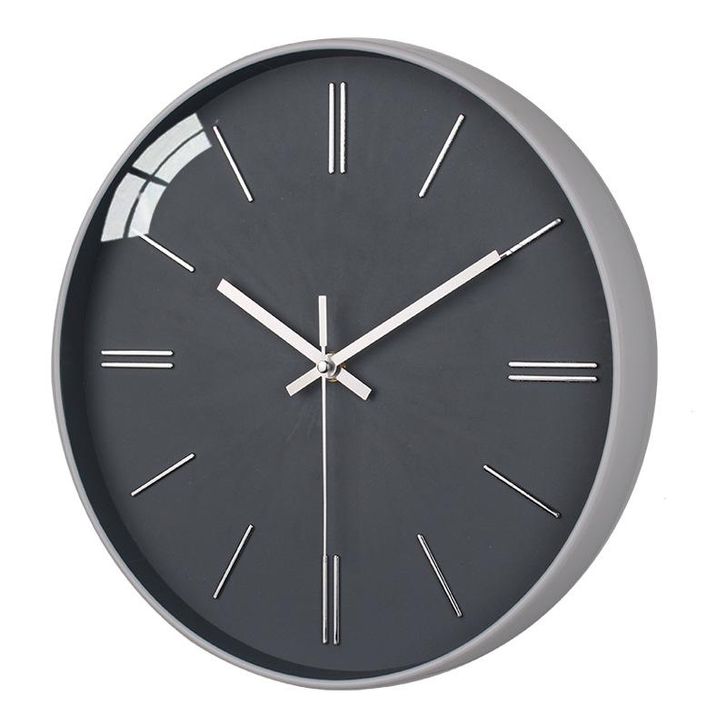 Round Ins Style Electronic Wall Clock Modern Fashion Silent Quartz Clock Personalized Creative Home Solid Color Clock
