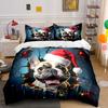 Bulldog with Santa Hat. Bedding Sets Duvet Cover Sets Duvet Covers Pillowcases(1 * Duvet Cover 2 * Pillowcases Without Duvet Insert)