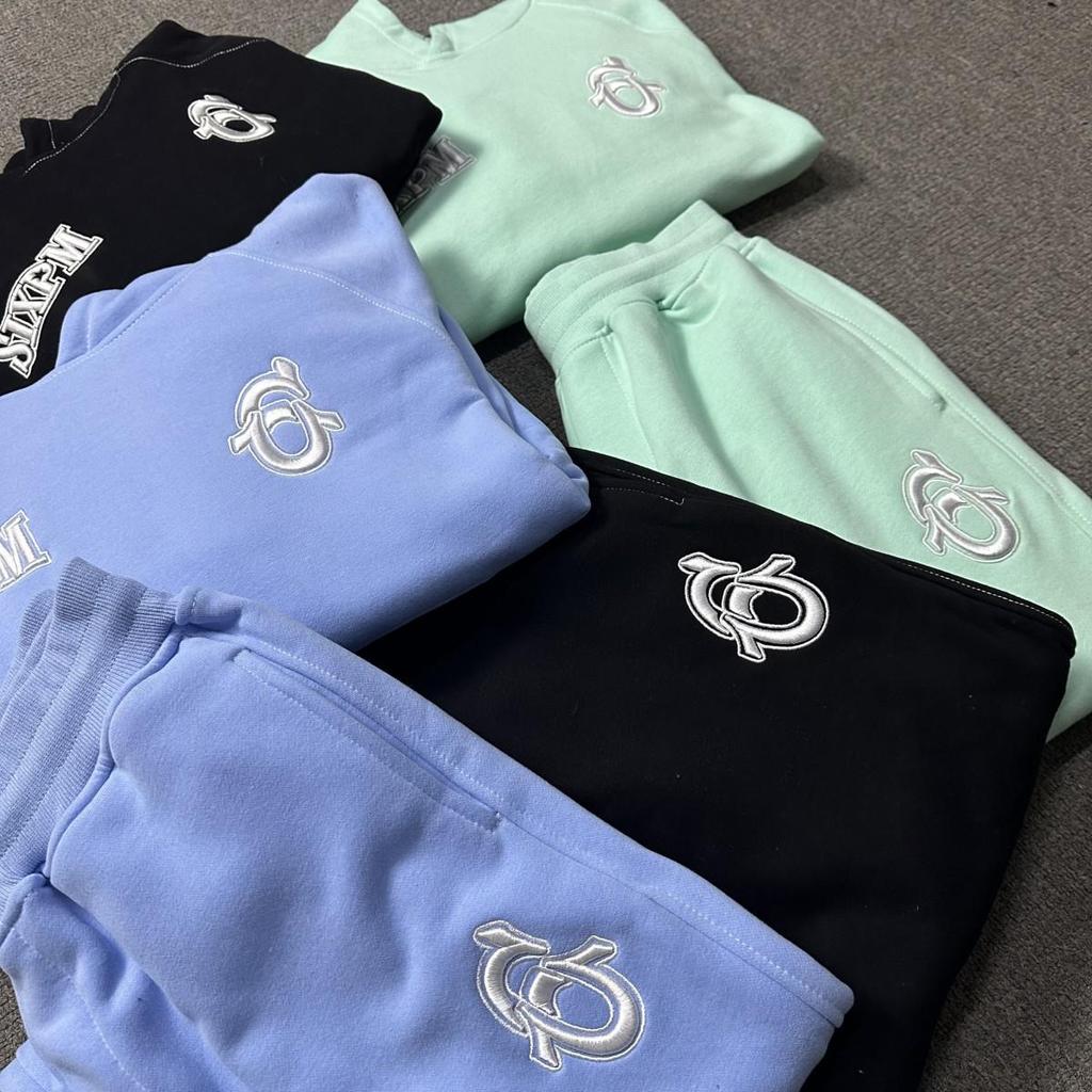 Cross-Border SPM Unisex Casual Embroidered Warm Hoodie & Sweatpants Set with Plus Velvet for Fall/Winter.