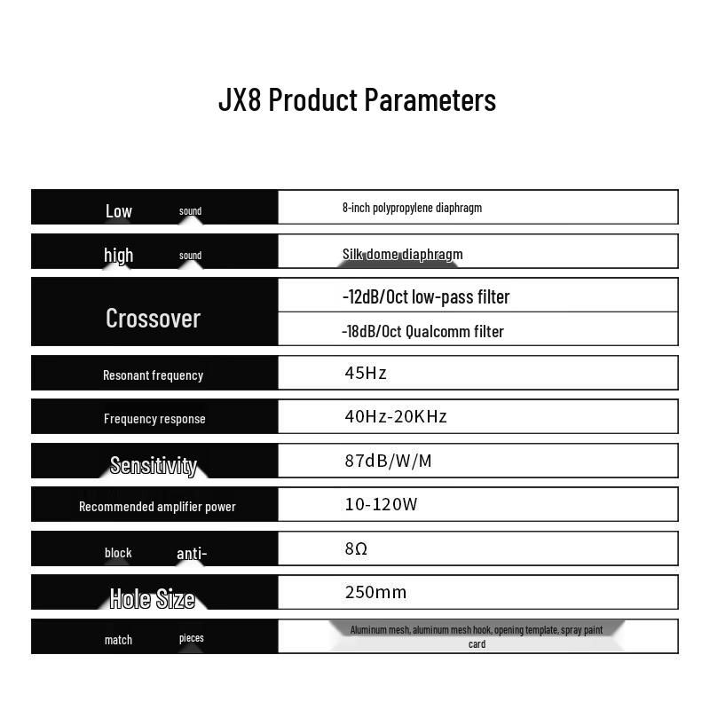 HiVi JX8*6 + Sub10G In-Ceiling Home Theater Speaker System CN plug (adapter included)