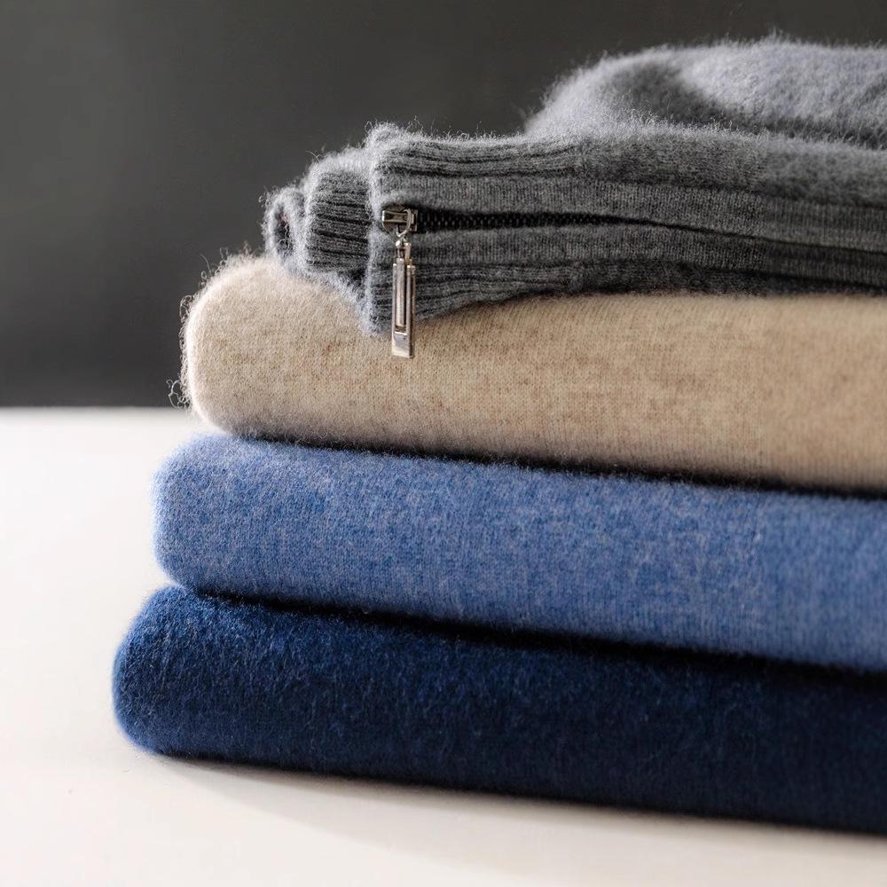 Men's Cashmere Half-Zip Thermal Sweater for Business Casual Wear