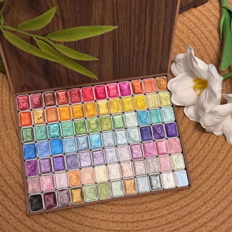 28-120 Farben Perlmutt Aquarellpigment: Metallische Volltonfarbe Tragbares Kunst-Set zum Malen - Perfekte Weihnachtsgeschenke für Künstler