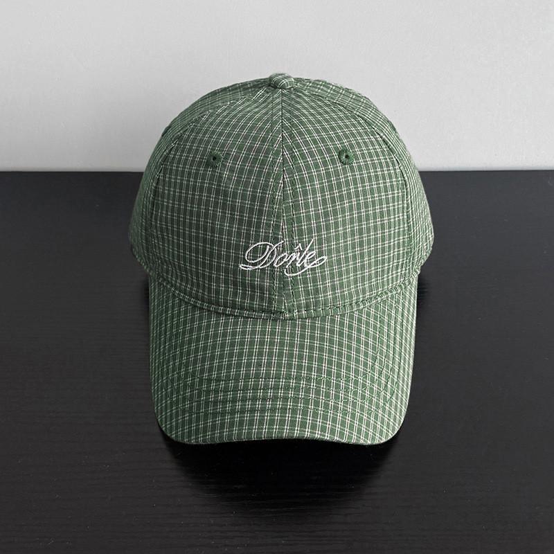 

Style Plaid Embroidered Baseball Cap With Wide Brim For Sun Protection And Casual Wear зелений