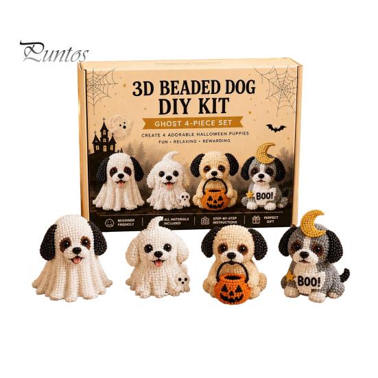 Cute Pet Jewelry Making Kit 3D Halloween Dog DIY Art Set, Beaded Puppy Craft Kit, Supplies for Group Activity Animal Beginners Adults, Home Desk Decor