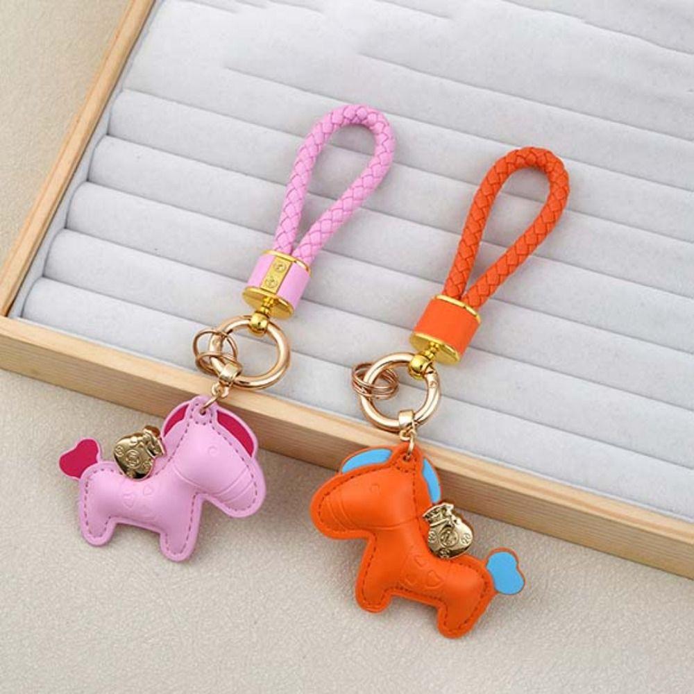 Cartoon Style Pony PU Keychain Candy Color Year Horse Mascot  Zodiac Celebration