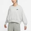 Nike Sportswear French Terry Logo Embroidered Oversized Crew Neck Sweatshirt Women Tops Grey DR7837-025