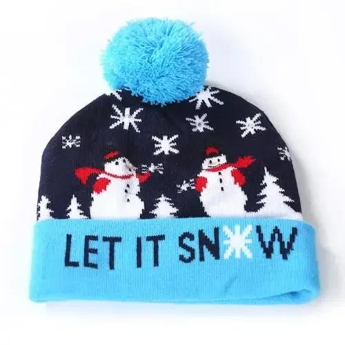 Christmas Hat With Led Light Christmas Light Up Sweater Knitted Beanie Xmas Hat for Adults Kids Christmas Decor Supplies 1 pc