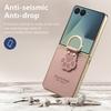 Cute Cat Paw Embossed Ring Holder Leather Phone Case for Samsung Galaxy Z Flip 8 7 FE 6 5 4 Shockproof Comfortable Grip Cover
