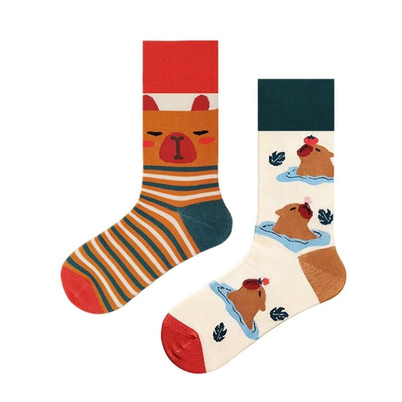 Unique AB Pattern Animal Socks Cotton Blend Breathable Moisture Wicking Seamless Construction Fit Men Women for Outdoor Activity