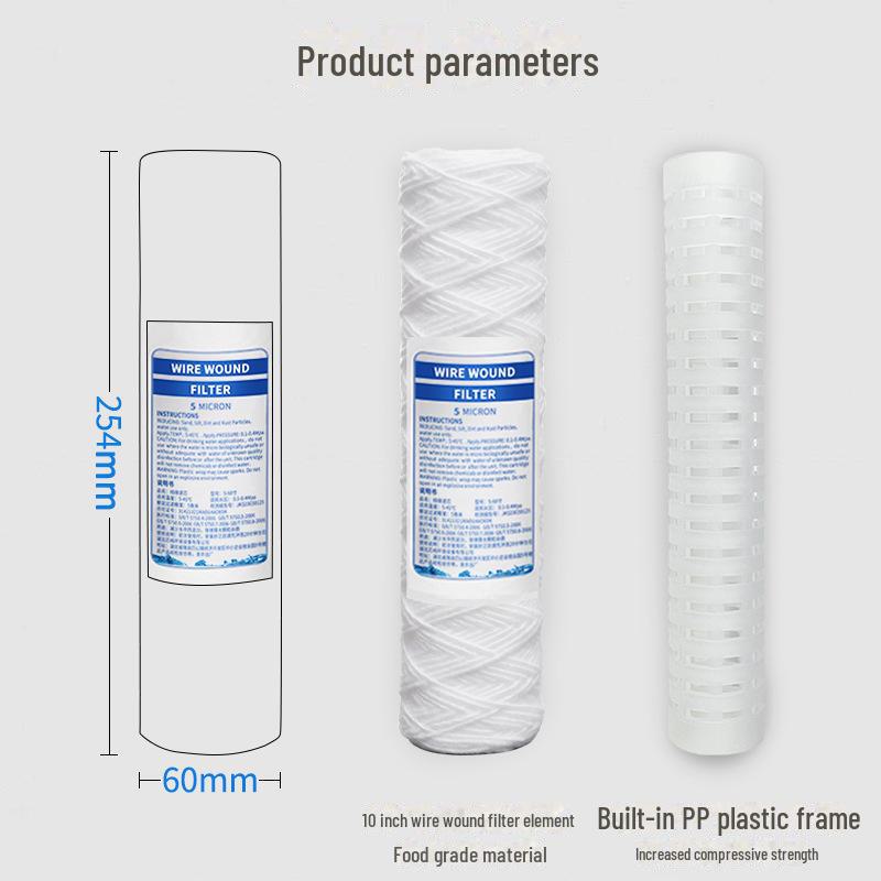 10-inch PP Cotton Wire Wound Filter Element for Electroplating & Pure Water PCB Equipment
