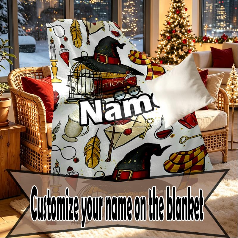 Custom Name Personalized Harry  Potter Print Blankets, Home Decor, Bedroom, Sofa, Camping, Couch, Gifts for Birthday Christmas