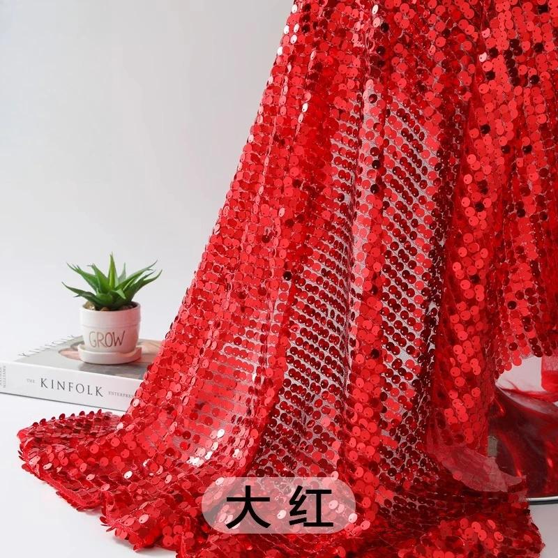 Wedding Stage Background Fabric Sequin Festival Party Decorative Fabrics for Costumes Performance Encrypt 9mm Glitter