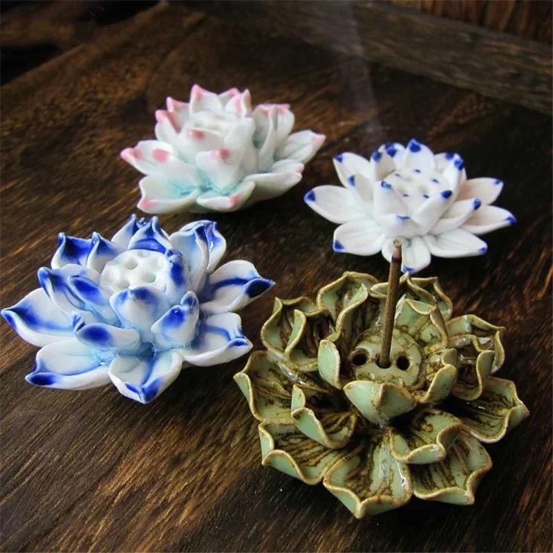 Home Decoration Creative Gifts Lotus Incense Stick Ceramic Sandalwood Stove Home Teahouse Office Decor Aromatherapy Stove