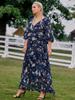 Kobiety ubierają lato z krótkim rękawem damskie długie sukienki Casual Maxi Dress Bohemia Print V-neck Sukienki w dużych rozmiarach