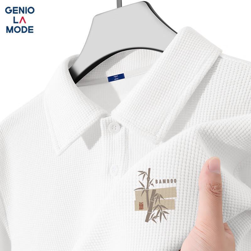 GENIOLAMODE Men s Waffle Knit Print Polo T-Shirt 2XL