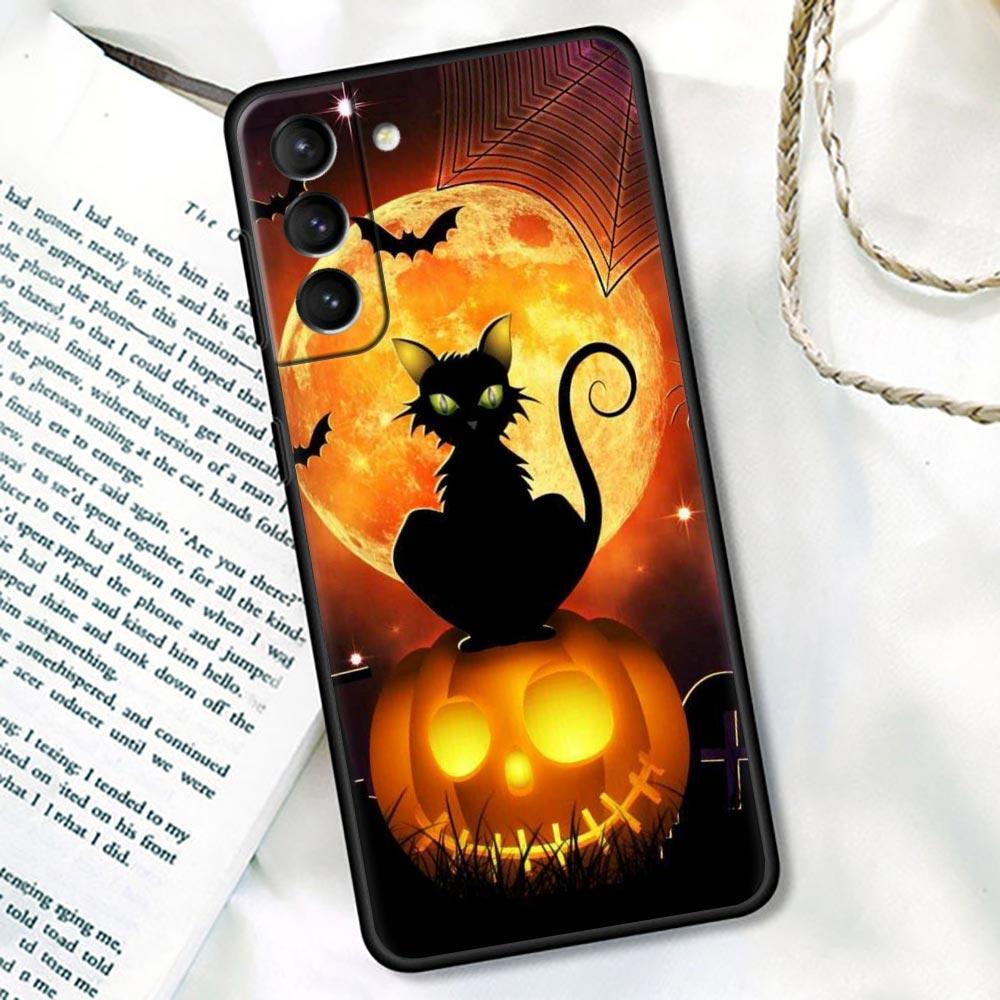 Happy Halloween S24 Ultra For Samsung Galaxy S23 Ultra S21 S20 FE S22 S10 S24 S23 Plus Case Cover Cat Bat Pumpkin Witch Castle