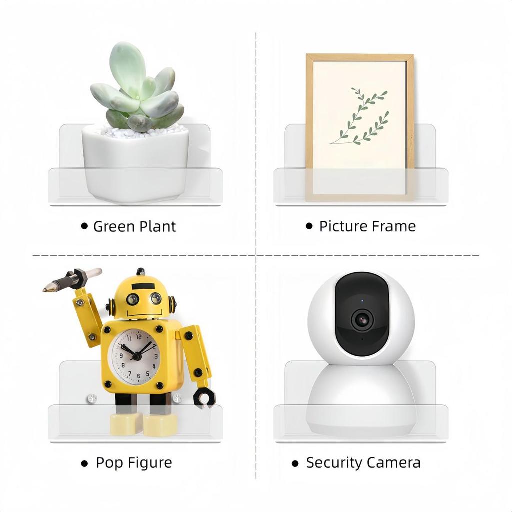 Acrylic Floating Shelves 3 Pieces Photo Frame Organizer Wall Mounted Book Shelf For Renters Designers Students Office Shop Hotel