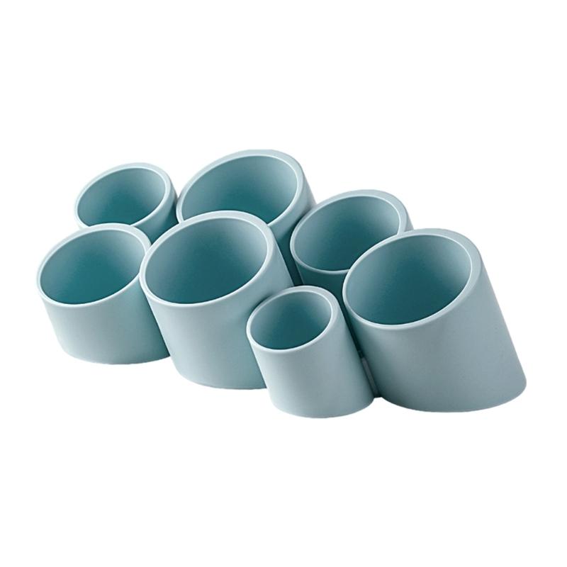 Oblique Pen Storage Holder Desk Pencil Holder Cup 6 Compartments Makeup Brush Organizer Holder for Bedroom Office