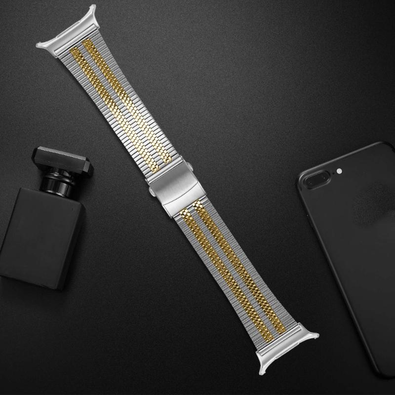 Luxury Five Beads Metal Straps for Watch7 SmartWatch, 47mm Secure Clasps