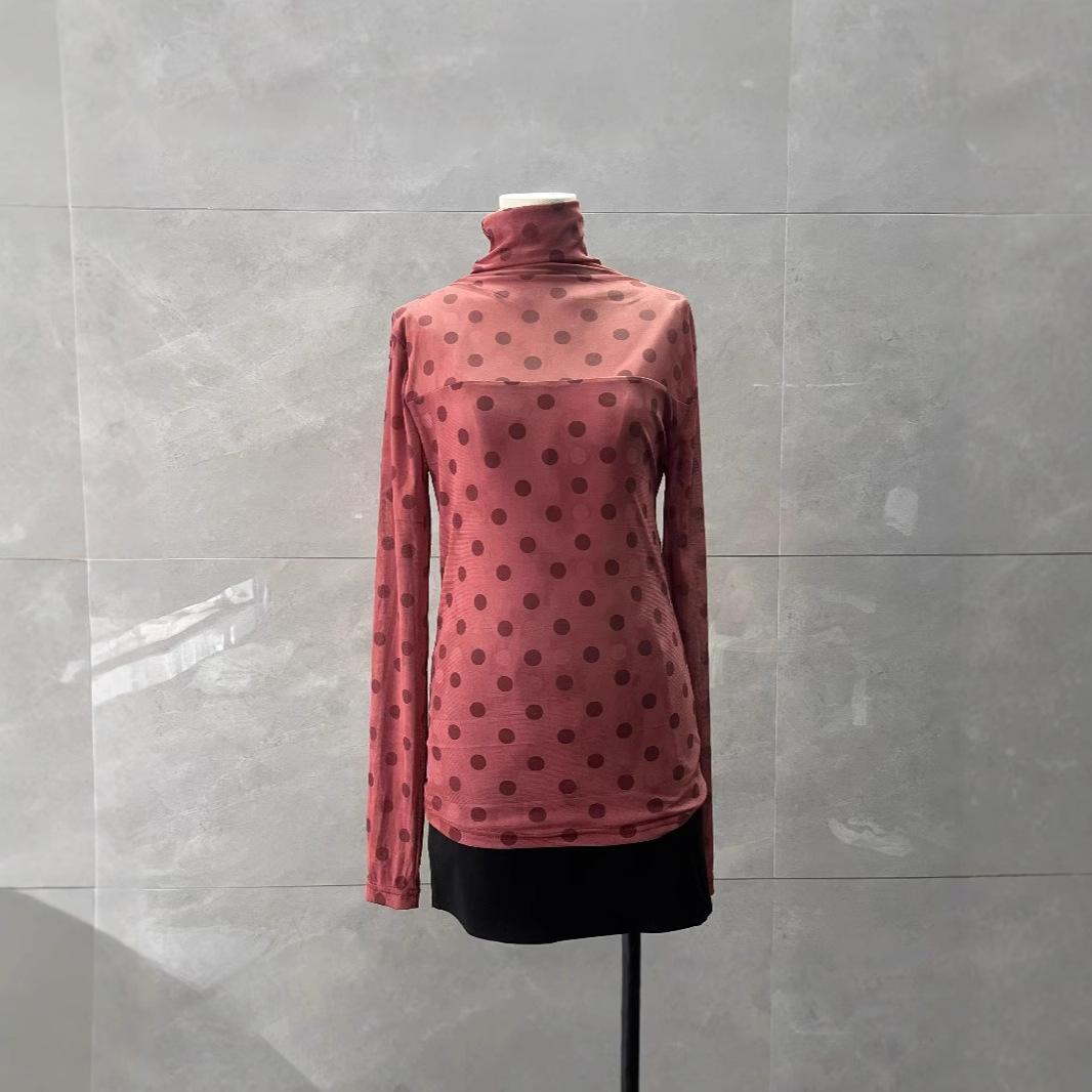 

Ретро футболка с длинным рукавом из сетки в горошек - Коллекция Осень/Зима S (~95 lbs)