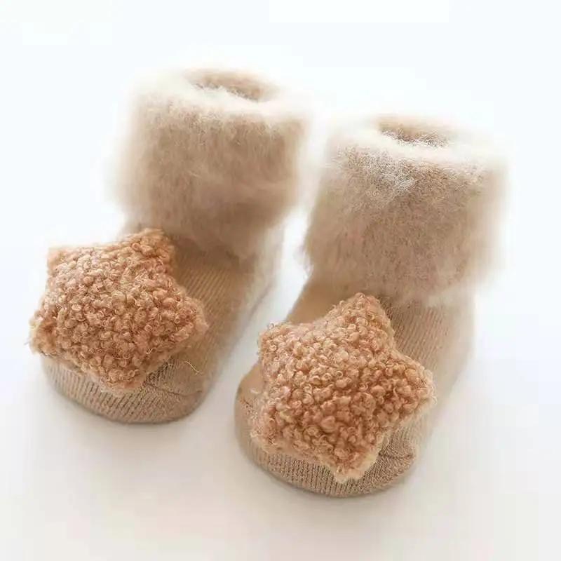 Autumn Winter Velvet Thickening Plush Keep Warm Cute Baby Socks for Girls Boys Toddler Newborn Anti Slip Home Floor Stockings