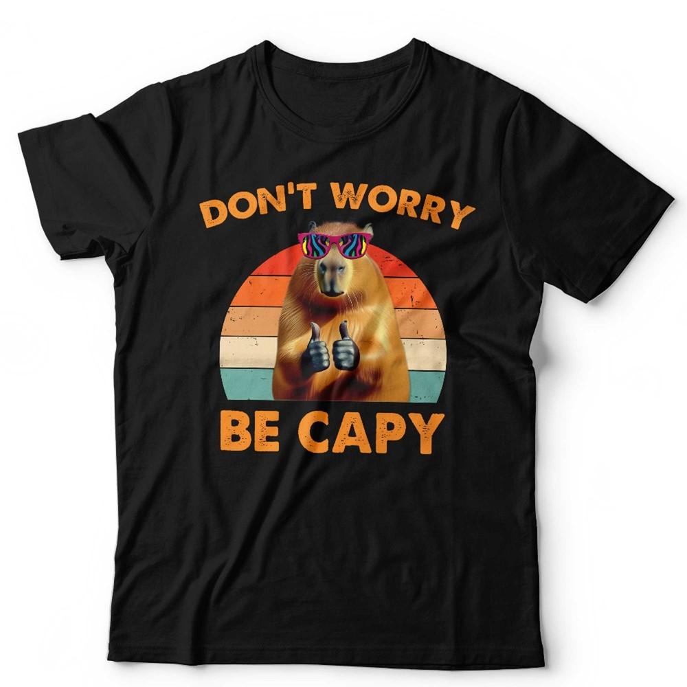 Capybara T Shirt Don t Worry Be Capy Unisex Kids & Ladies Funny Cute Animal XL