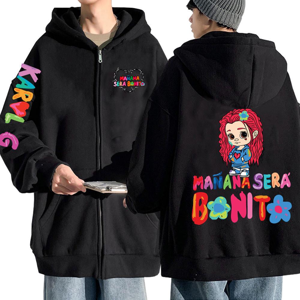 New Carol G Manana Salad Bonito Printed Zip Sweater Casual Sports Euro Size Hoodie