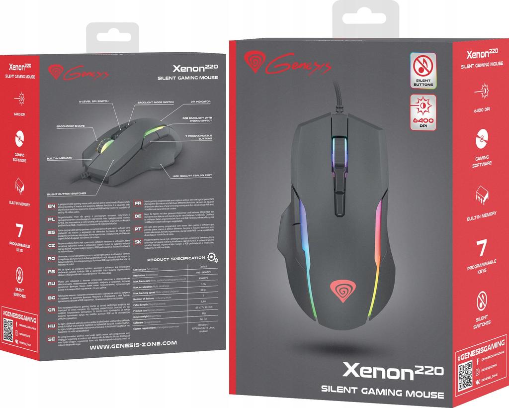 Wired Gaming Mouse Genesis Xenon 220 Rgb Usb Black Gamingow 1 Pc