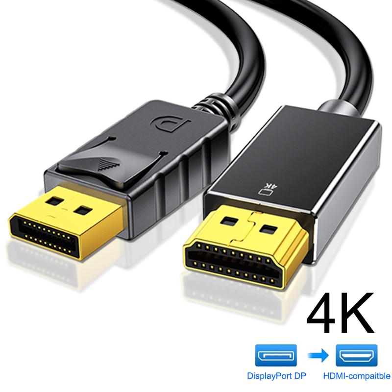 4K DisplayPort To HDMI-compatible Adapter Connector DP Male To HDTV Female Converter Vidio Audio Switcher Cable for PC TV Laptop
