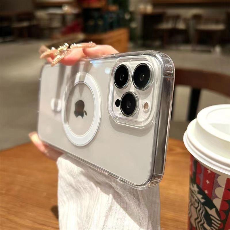 Applicable To Apple 13Pro Protective Case 15magsafe Magnetic 14 Hard Shell IPhone 16 Mobile Phone Case Transparent
