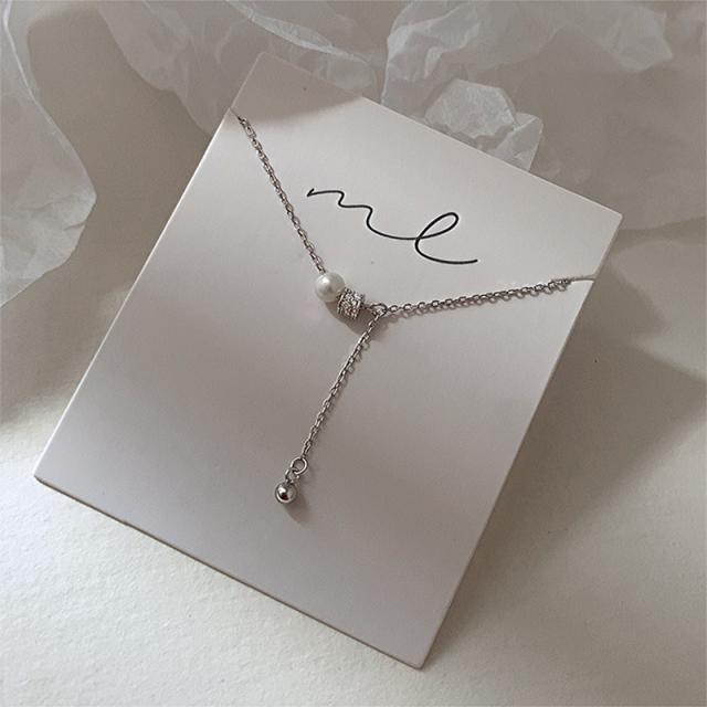 

925 пробы стерлингового серебра циркония бусины кисточки ожерелье для женщин темперамент жемчуг ключица цепочка свадебные украшения серебряный