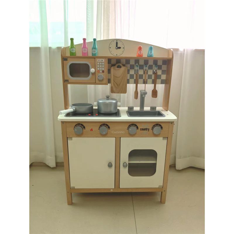 

Nordic Solid Wood Children s Pretend Play Kitchen Set with Real Utensils Standard