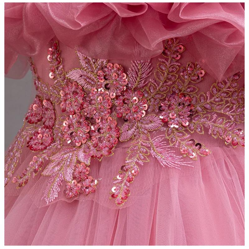 Mädchen Kinder Schleppkleid Elegant Mädchen Aufführung Rüschenrock Prinzessinnenrock Blume Kinder Hochzeit Mädchen