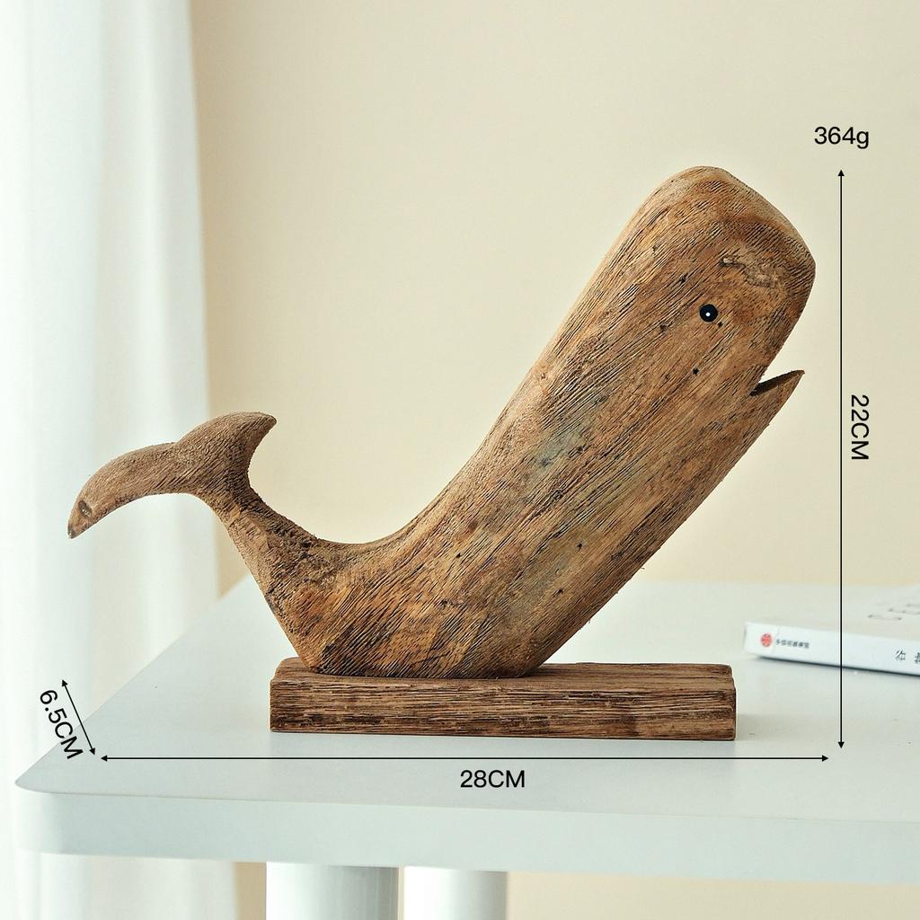 Vintage Ručně Vyřezávaná Rybí Figurka Dřevěná Středomořská Řemesla Dárky Venkovská Stolní Dekorace Přírodní Umění Domácí Pokojové Ozdoby