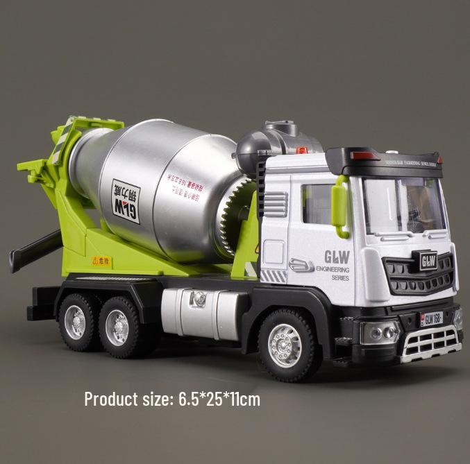Steel Power Large Alloy Crane Toy - Children's Engineering Vehicle Crane & Mixer Truck Set
