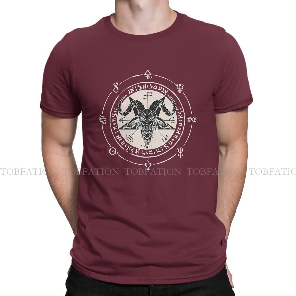 Satanic Baphomet Goat Crewneck Tshirts Sigil Baphomet Pentagram Print Homme T Shirt New Trend Clothing