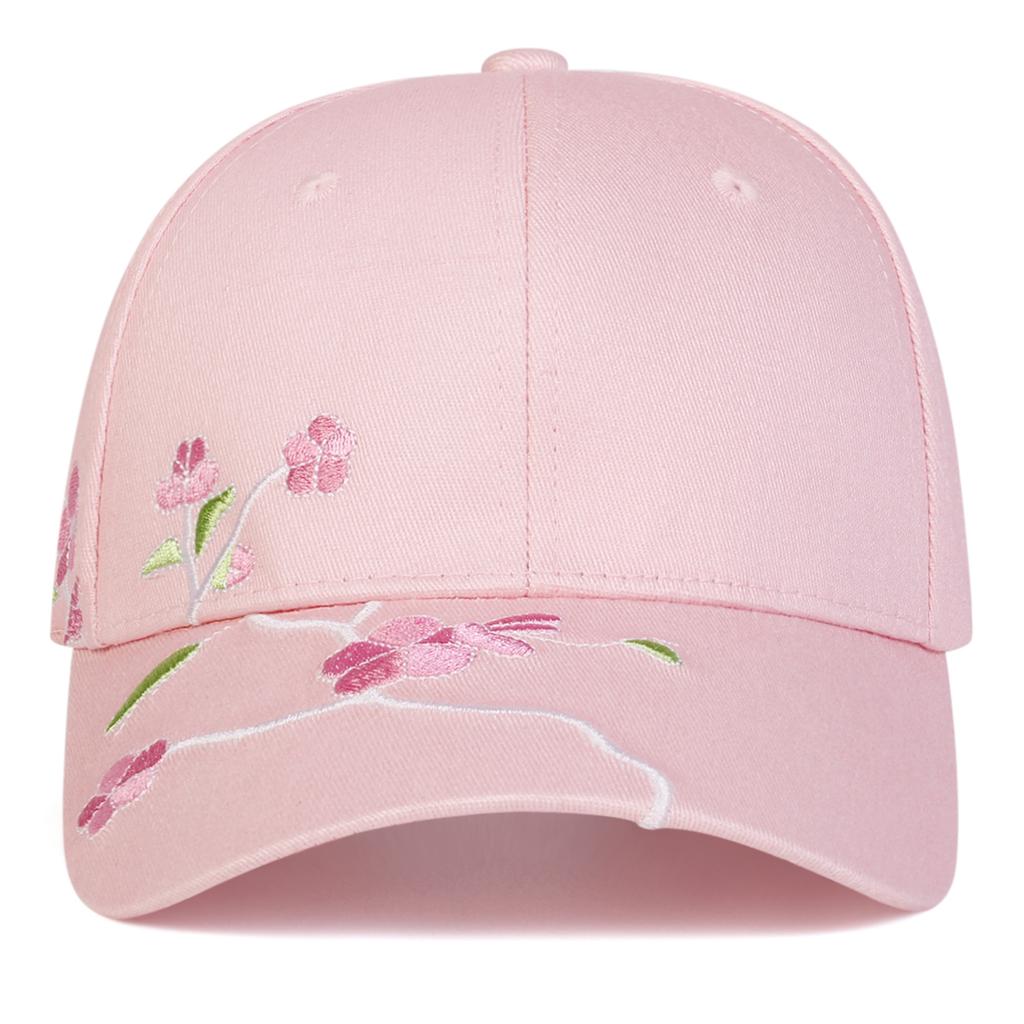 1Piece Unisex Peach Blossom Embroidery Baseball Cap Outdoor Adjustable Sunscreen Leisure Hat Spring Autumn Travel Vacation