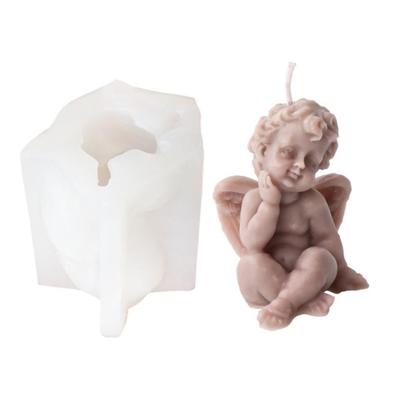 Silikonová forma na andělskou svíčku ručně vyráběná okřídlená forma na svíčku s vůní anděla DIY dortová forma na čokoládové mýdlo Pryskyřice na výrobu svíček
