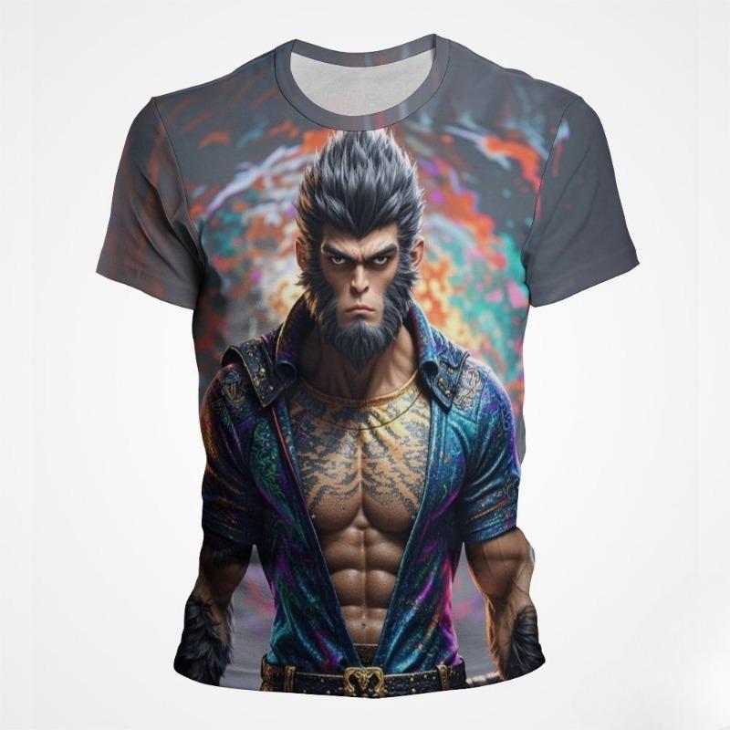 Explosive Game Black Monkey King Men's T-shirt Children's Casual Dream Clothing Oversized Pattern Men's Printed New Top T-shirt