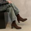 Women's high-heeled short boots 2025 new autumn and winter French retro suede thick-heeled thin boots foreign-style Korean small ankle boots