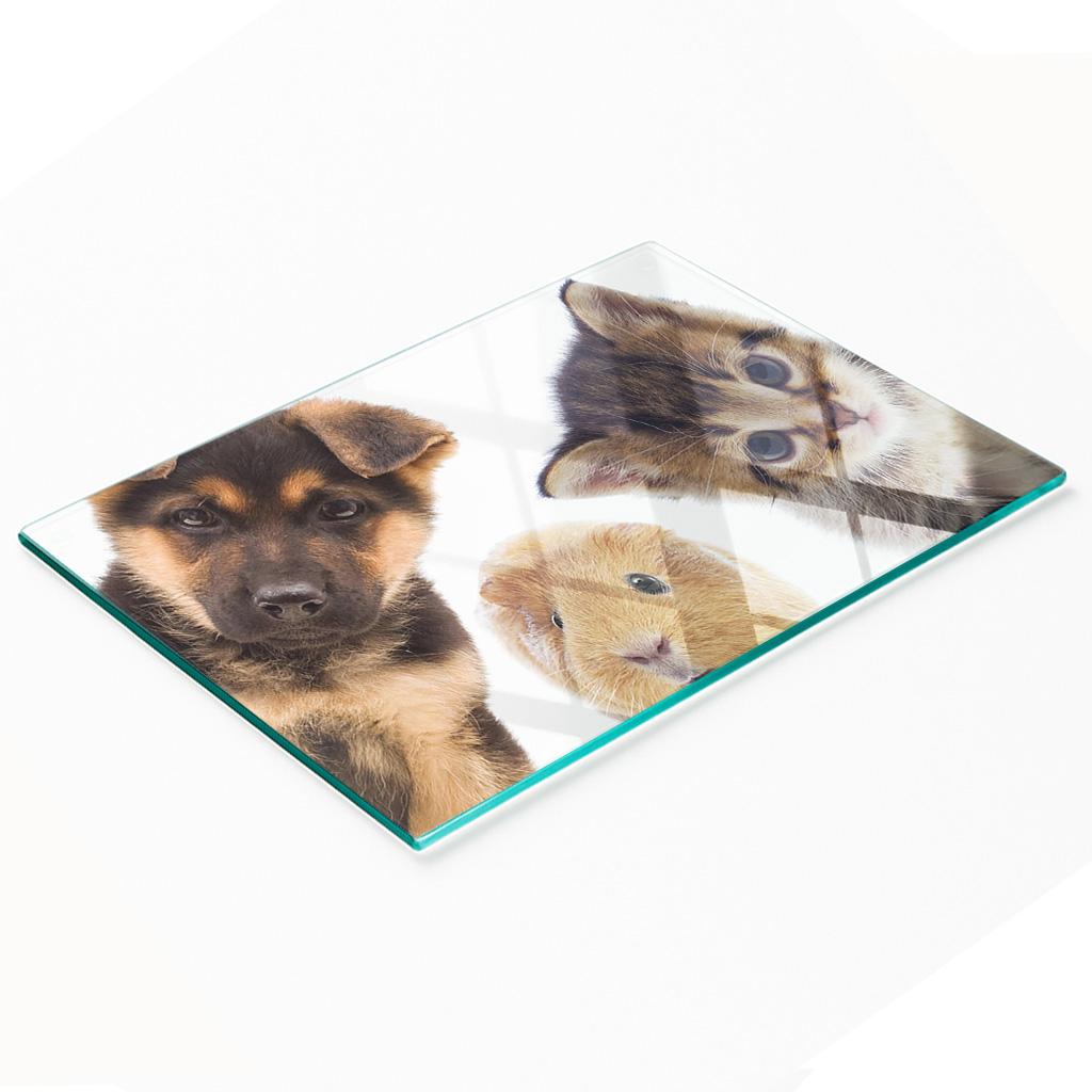 Decorative Glass Chopping and Serving Board Pets 80x52 cm