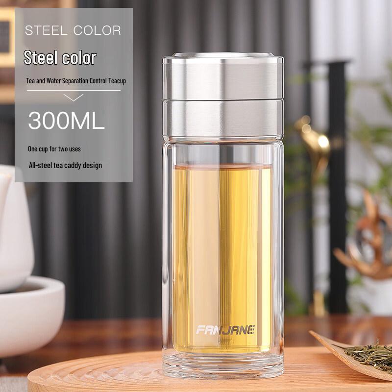 Portable Double-Walled Tea Infuser Glass Bottle