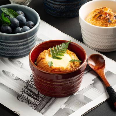 Nordic Kiln Glazed Pudding Bowl Baking Cake Dessert Small Bowl Air Fryer Special Soufflé Baking Bowl Wicker Cup