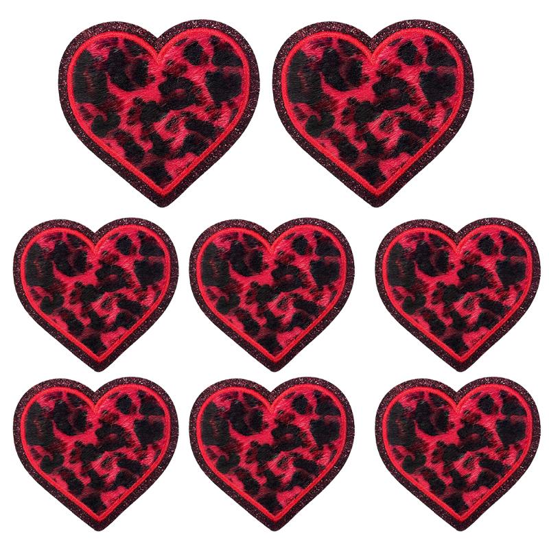5pcs /Set Jackets Hats Sew /Ironing Embroidered Patches Love Leopard Print Gritt Patch Iron On Patches For Clothing Backpack Diy 