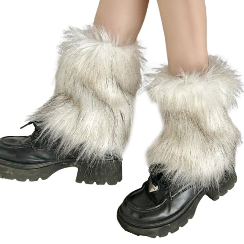 Cozy Fuzzy Leg Warmers Women Girls' Winter Fashion Accessory Furry Plush Boot Covers Sleeves Socks for Costume Parties